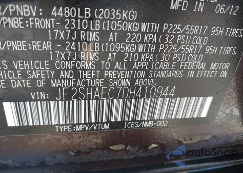 2013 Subaru Forester 2.5X Limited из США, поврежденный, VIN JF2SHAEC7DH410944